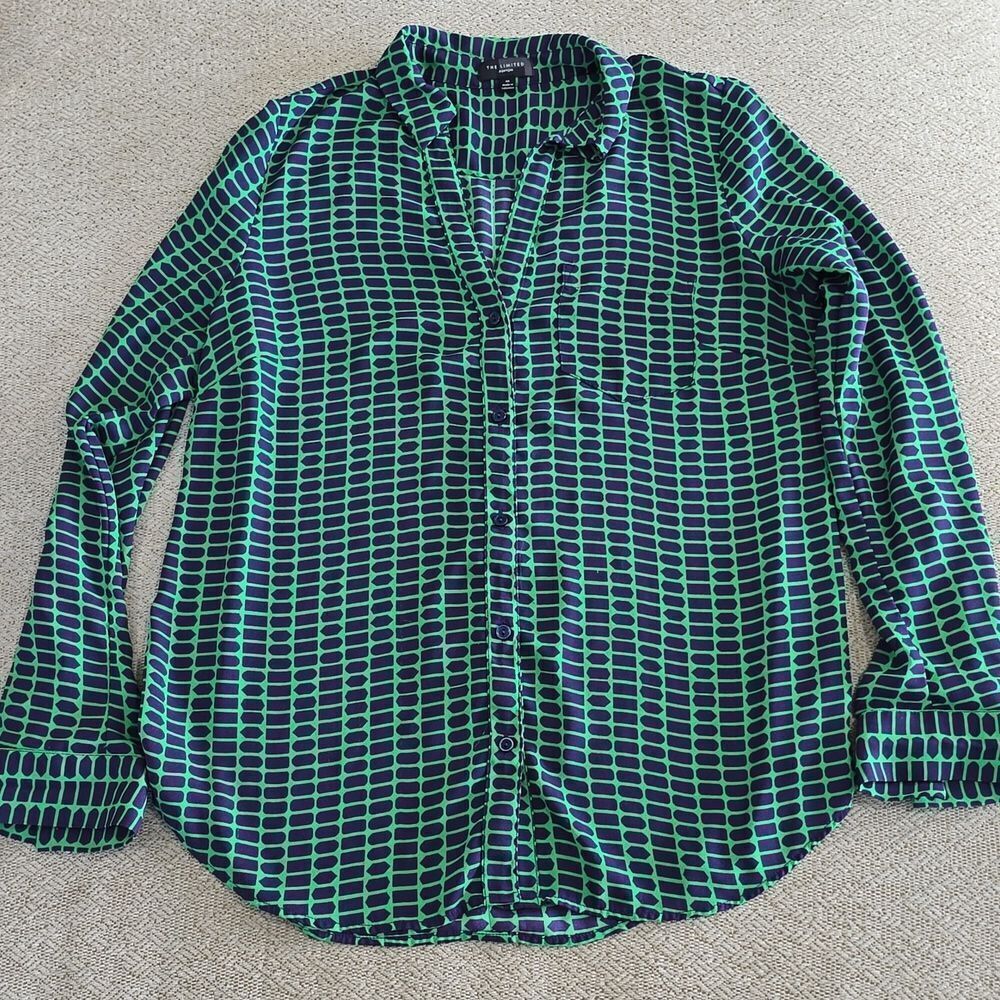 The Limited The Ashton Dark Purple and Green Dress Shirt - Size Medium